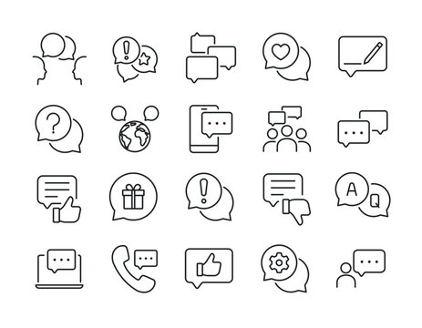 Chat, dialogue line icons. Editable stroke. For website marketing design, logo, app, template, ui, etc. Vector illustration.
