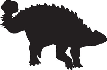 ankylosaurus black silhouette isolated background