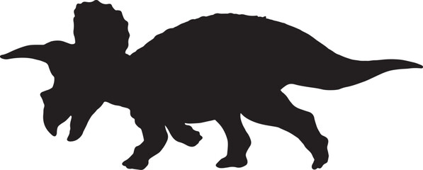 Triceratops black silhouette isolated background