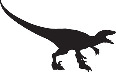 Velociraptor black silhouette isolated background