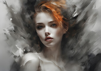 Elegant fantasy portrait of a glamorous, mysterious young woman.
