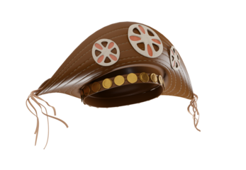 Chapéu de Couro Cangaceiro Lampião com flor artesanato para campanhas do nordeste nordestino  png sem fundo visão FRONTAL