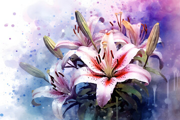 beautiful flowers blooming in watercolor style