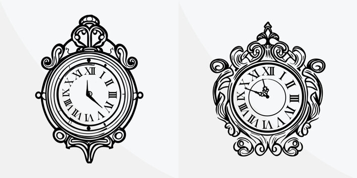 Old wall clock - Vintage Watch - black and white - relogio