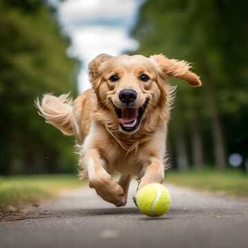 Dog chasing ball hotsell