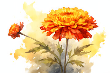 beautiful flowers blooming in watercolor style