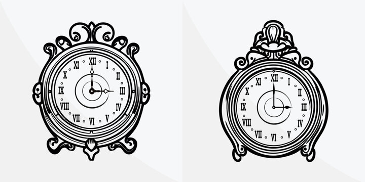 Old wall clock - Vintage Watch - black and white - relogio