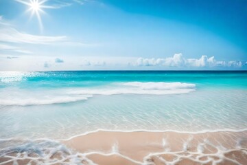 beach with clear blue water and white sand