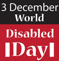 3th December International Day of Persons with Disabilities Red and black background illustration..eps