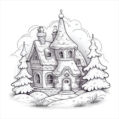 Fototapeta premium Christmas Coloring Pages Line Art