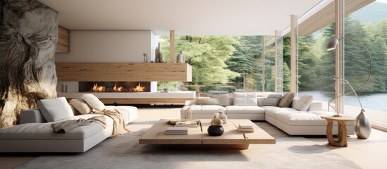 Fototapeta premium Stunning living room in contemporary villa
