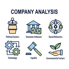Business Analysis and Pestel Methods Icon Set