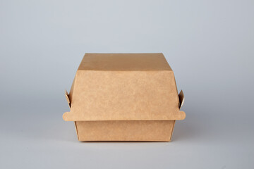 brown paper burger box isolated on white background