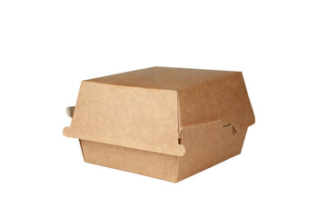 brown paper burger box isolated on white background