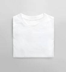 white folded t-shirt on white background - obrazy, fototapety, plakaty