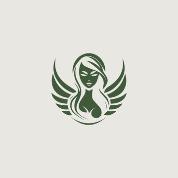 女神をシンボリックに用いたシンプルなロゴのベクター画像