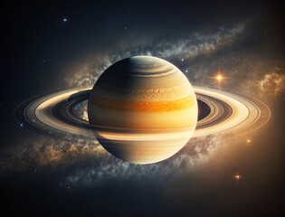 Stylized Illustration of Saturn - Powered by Adobe