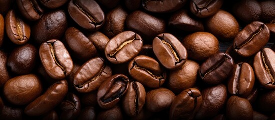 Fototapeta premium Close up image of roasted coffee beans texture