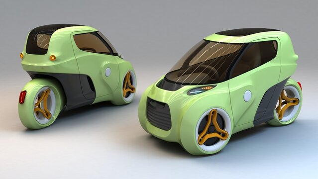 electric trike vehicle concept design, non AI image - 3D illustration