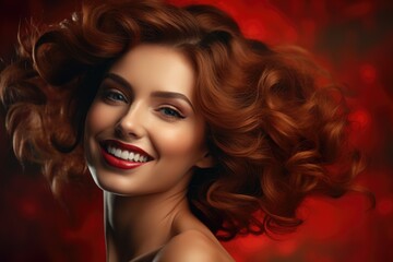 A vibrant portrait of a woman with fiery red hair