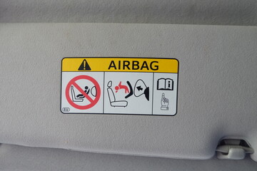 the safety airbag instructions in a car
 - obrazy, fototapety, plakaty