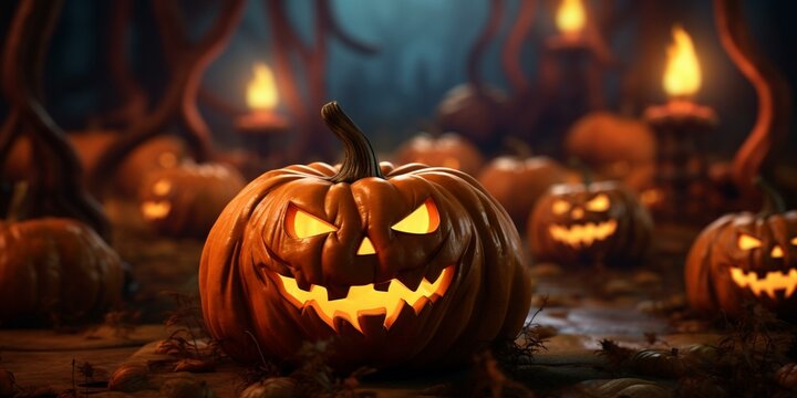 halloween pumkins jack-o-lanterns background cinematic