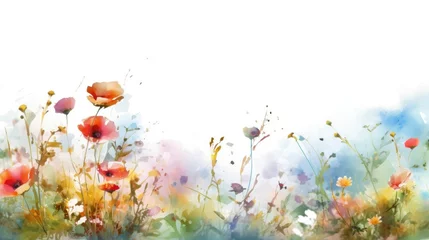 Schilderijen op glas field of poppies © faiz