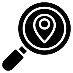Search Location Icon, Glyph style icon vector illustration, Suitable for website, mobile app, print, presentation, infographic and any other project.