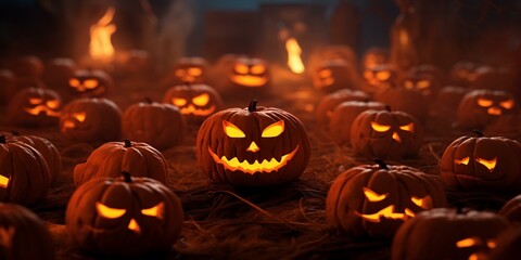 halloween pumkins jack-o-lanterns background cinematic