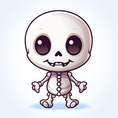 Obraz premium cute kawaii skeleton on white background for halloween, generative AI