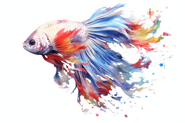 Obraz na płótnie Canvas ornamental fish aquarium and watercolor style