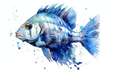 Fototapeta premium ornamental fish aquarium and watercolor style