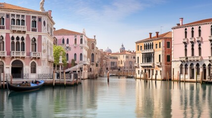 Venetian Charm. Timeless architecture lining the iconic canal - obrazy, fototapety, plakaty