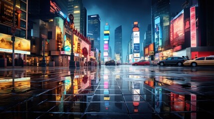 Lively and bustling city scenes with realistic lighting - obrazy, fototapety, plakaty