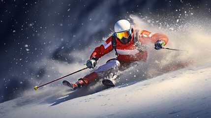 alpine ski competitor  - obrazy, fototapety, plakaty