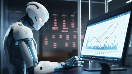 The future of investing in robots replacing humans or using robots to do the job instead, future trend change of investment or business term