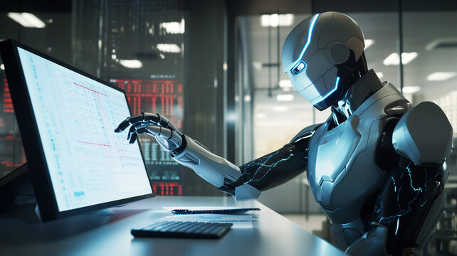 The future of investing in robots replacing humans or using robots to do the job instead, future trend change of investment or business term