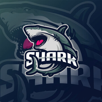 Shark Mascot Esport Logo design For Gaming club