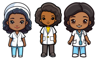 Obraz na płótnie Canvas Set of Medical Cartoon Nurse Characters