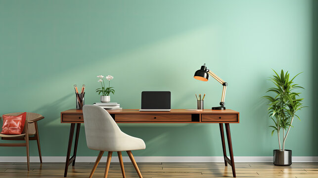 a minimalist solid background in a fresh and invigorating shade of mint green. Created with generative AI