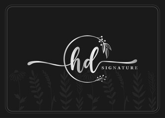 logotype gold signature initial hd logo design isolated leaf and flower