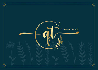 logotype gold signature initial sr logo design isolated leaf and flower