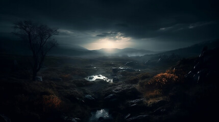 Naklejka premium a night magical landscape darkness