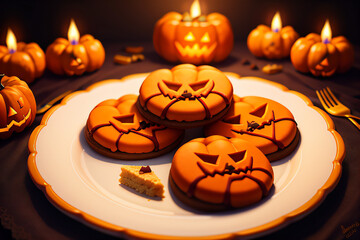 Halloween-themed frosted cookies