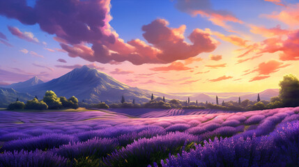 Lavender field and sky high definition wallpaper background Generated with AI Tool - obrazy, fototapety, plakaty