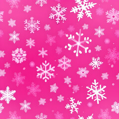 Naklejka na ściany i meble Christmas background with snowflakes in pink and white