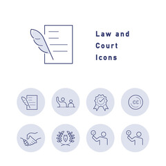 法律・弁護士・裁判に関するカラーアイコンのセット