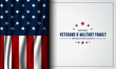 National Veterans And Military Family Appreciation Month Is November. Background Vector Illustration