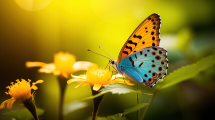 Obraz premium A beautiful close-up of a butterfly sitting on a flower