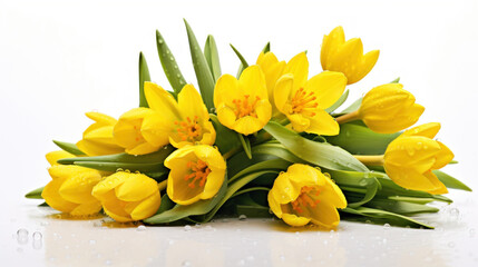 Spring flowers on white background